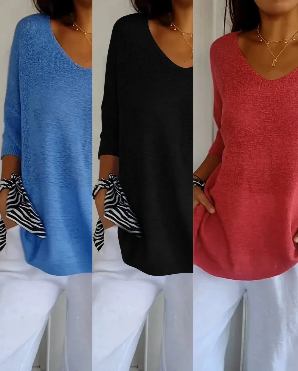 Pague 1 Leve 3 Blusinhas Verona com decote em V