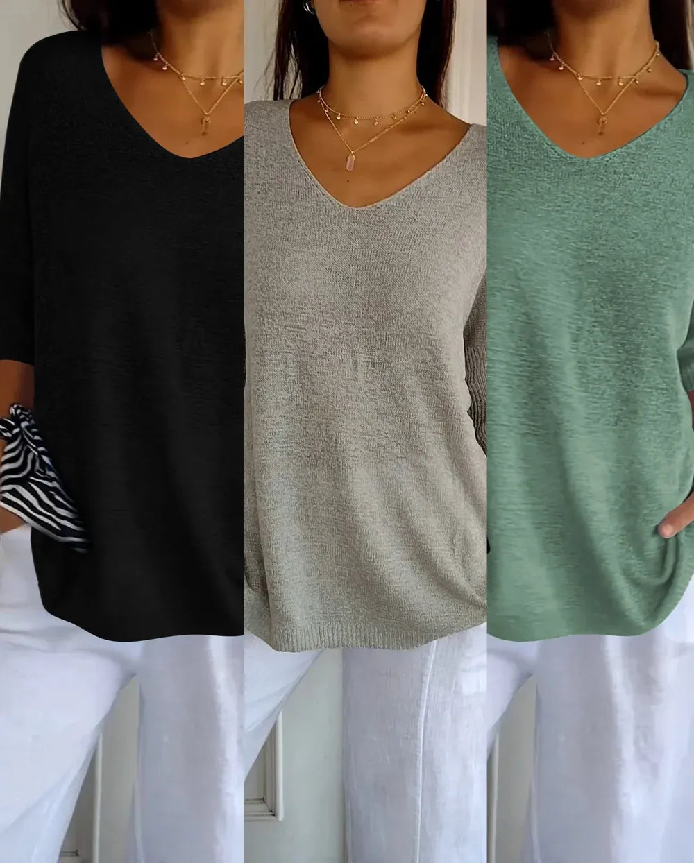 Pague 1 Leve 3 Blusinhas Verona com decote em V