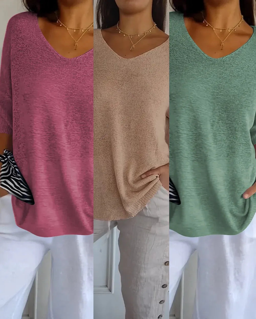 Pague 1 Leve 3 Blusinhas Verona com decote em V